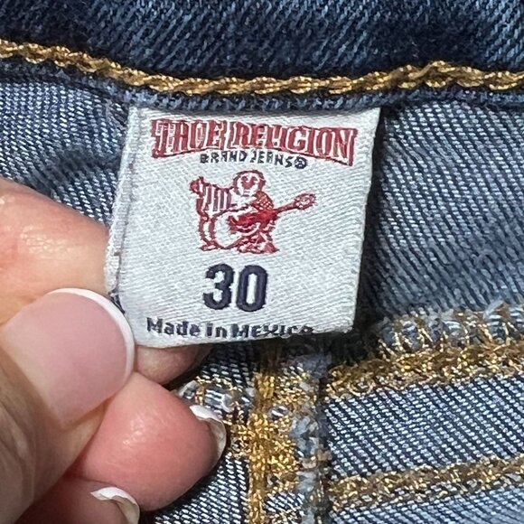 True Religion Distressed Skinny  Blue Jeans Flap Pockets Frayed Raw Hem Sz 30 - Picture 10 of 16